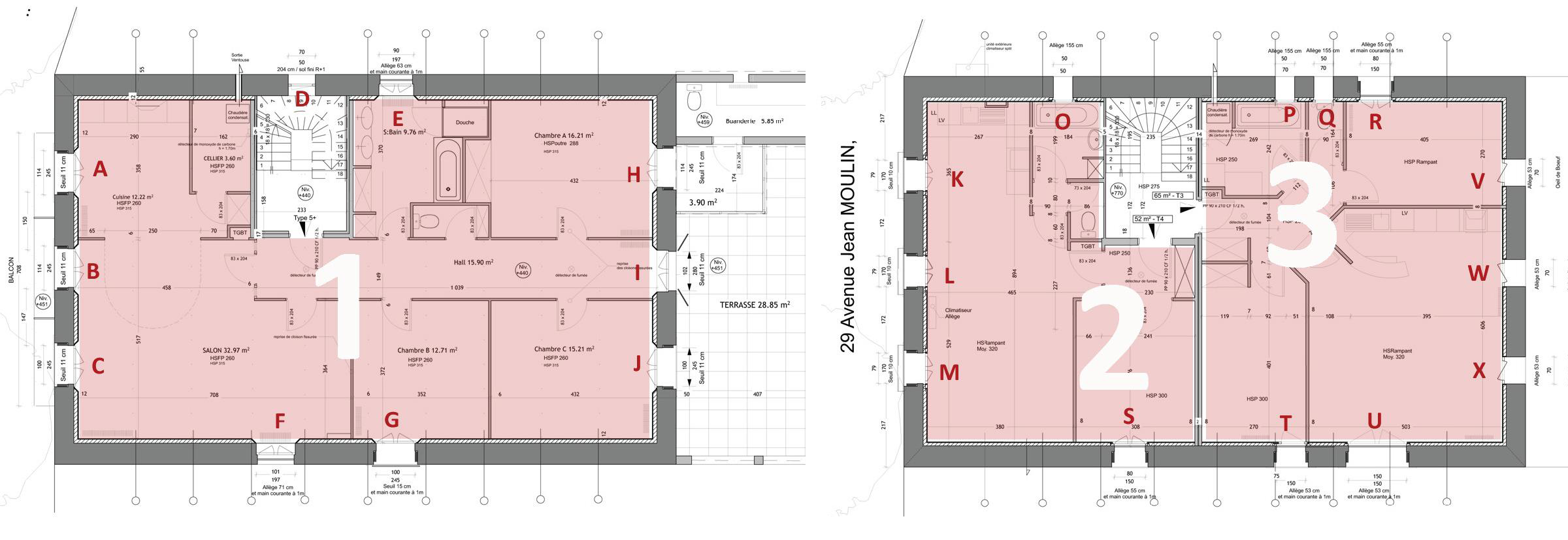 plans de répartition appartements